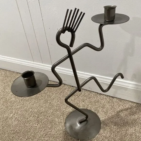 VTG 1980s 90s Postmodern Rebar Man Candle Holder running taper memphis wiggly - Picture 7 of 8